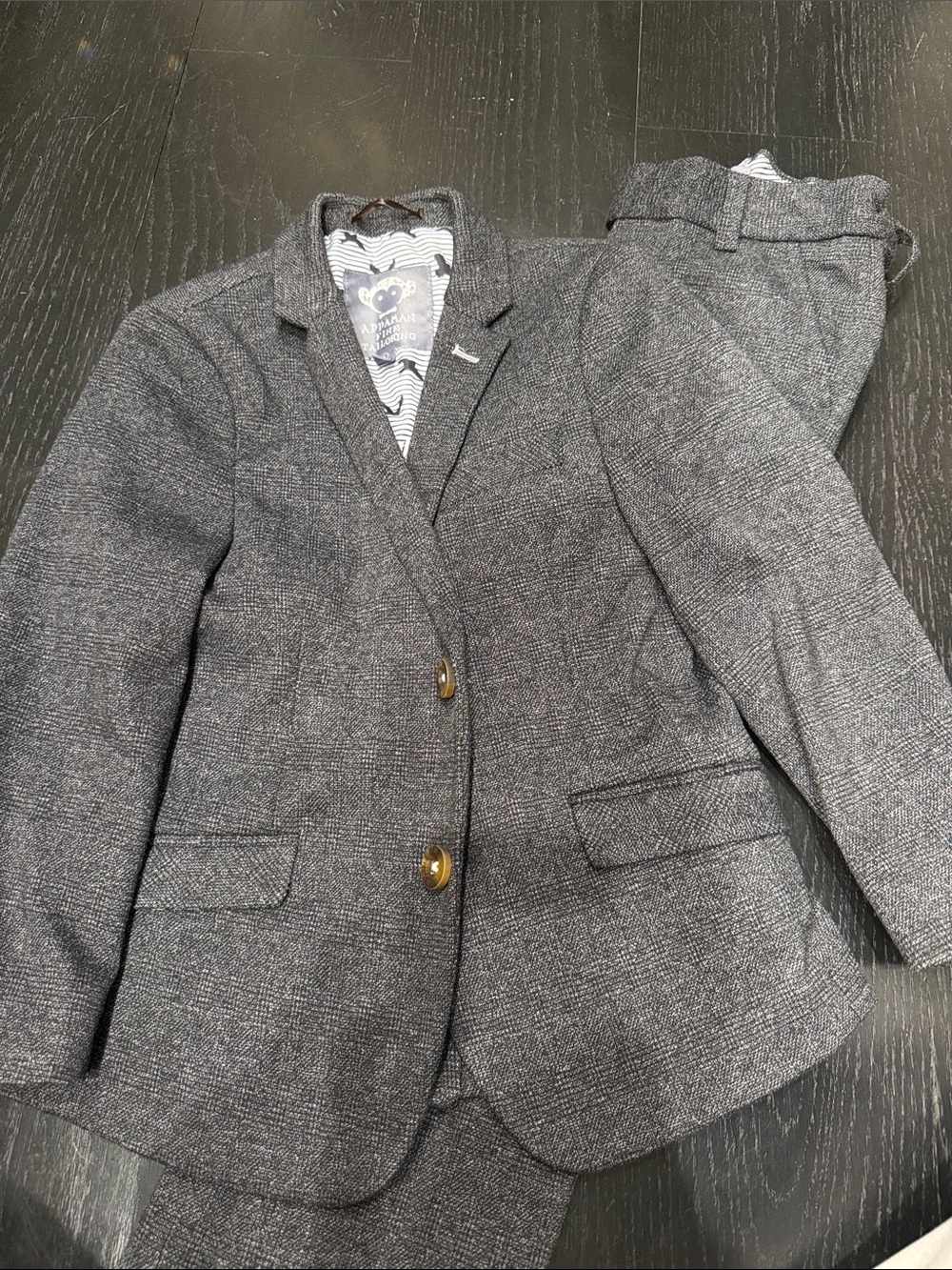 APPAMAN Kids Grey Tweed Blazer and Pants Set - Size 6